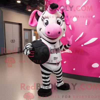 Produktbild von Maskottchenkostüm REDBROKOLY Pink Zebra mit Baseball-T-Shirt und Rucksack