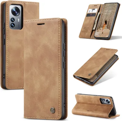 Obrázek produktu pro Xiaomi 12 Pro Pouzdro, RetroPolyuretanKožené Pouzdro s Funkcí Stojánku pro Xiaomi 12 Pro Hnědý