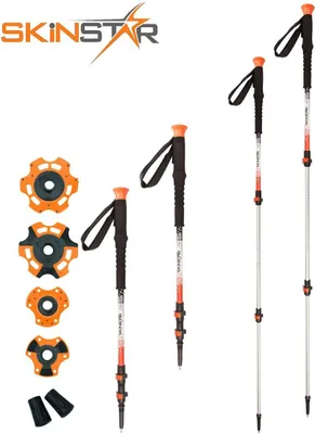 Immagine prodotto di SkinStar T1 Bastone da turismo, bastone da trekking, bastone da sci, bastone da sci alpinismo - Lunghezza: SKINSTAR T1 arancione