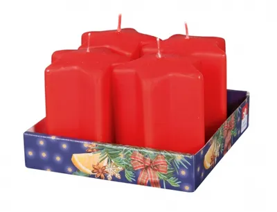 Image de Bougie de Noël STAR Ø 6,5 x 8 cm 4 pcs rouge