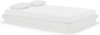A white bed frame with two white pillows on a white background.
