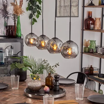 Produktbild von Villamare Pendellampe aus Metall/Glas in Schwarz/Rauchfarben