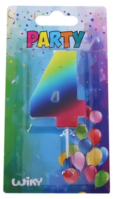 Obrázok produktu pre Párty sviečka číslo 4 Rainbow