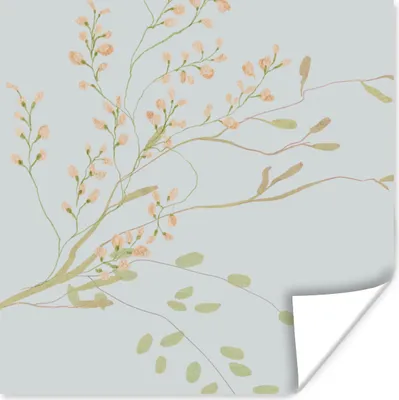 Produktbild von MuchoWow® Poster Blumen - Pastell - Design - Blau 100x100 cm - Babyzimmer