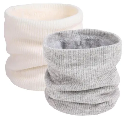 Produktbild von Loop Schal Damen Herren Winter Schlauchschal Uni Warm Halstuch Weiß+hellgrau
