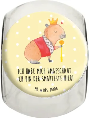 Produktbild von Mr. & Mrs. Panda Teedose Capybara König L 870ml - Gelb Pastell - Geschenk, Vorratsbehälter, Kaffeedose, keksglas, Tiermotive, Vorratsglas, Bonboniere, gewürzglas