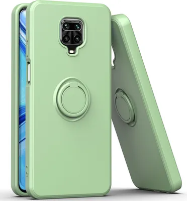 Produktbild von Redmi Note 9 Pro Handyhülle, Ring Halter Ständer Kratzfeste Weiche Silikon schutzhülle für Xiaomi Redmi Note 9S/9 Pro/9 Pro Max Türkis