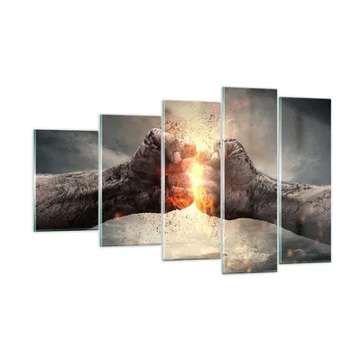 Produktbild von Bilder auf glas - Symbol faust kampf - 100x60cm - Glasbilder - Wandbilder - Kunstdruck - zum Aufhängen bereit - Wanddekoration aus Glas - Glas Bilder - Wandbild auf Glas - 5 Teile - GEG100x60-2968