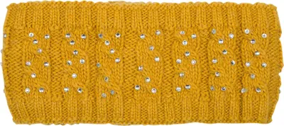 Produktbild von styleBREAKER Damen Stirnband mit Zopfmuster und Strass, weiches Fleece Innenfutter, Haarband, Headband 04026001