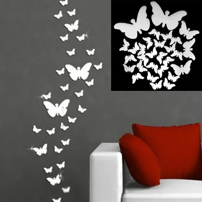 Immagine prodotto di Farfalle specchiate da parete - 12 pezzi decorativi KP5856
