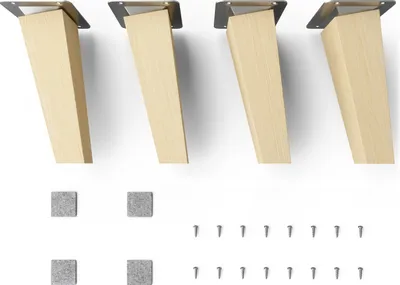 Produktbild von 4x sossai Holzfüße eckig - schräge Ausführung 15cm Buche Naturbelassen