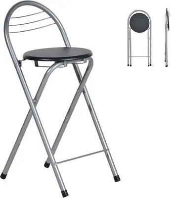 Produktbild von Set von 2 Faltbaren Barhockern für Innen und Außen - 61 cm Sitzhöhe