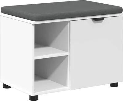 Zdjęcie produktu dla vidaXL Ławka do przedpokoju z poduszką biała 60 x 38 x 46 cm
