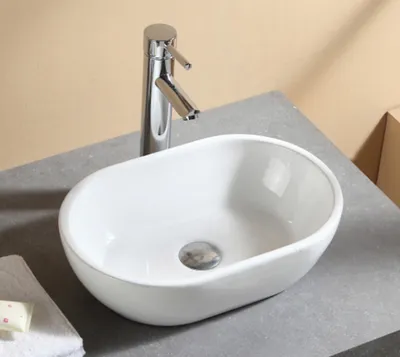 Produktbild von Preero- Aufsatzwaschbecken, 45x29,5x12cm, Waschbecken Keramik, Waschbecken oval,Aufsatzwaschbecken oval