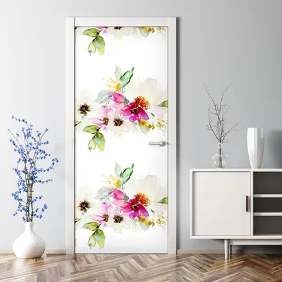 Produktbild von Dekorative Türposter Klebefolie selbstklebend Wandaufkleber Aquarell Blumen 77 x 200 cm