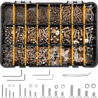 Produktbild von Belle Vous 1120 tlgs Senkkopfschrauben Set mit Innensechskant - Flachkopf-Schraubensortiment M2 M3 M4 M5 mit Aufbewahrungsbox - Edelstahl Schrauben-,