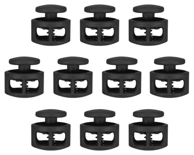 Kordelstopper, Doppelloch, 10 Stück, schwarz, 6 mm Lochdurchmesser