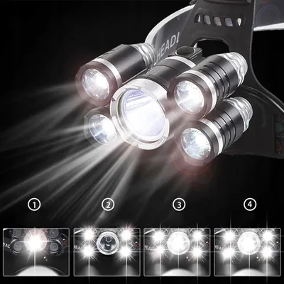 Zdjęcie produktu dla Mocna Latarka Czołowa 5X Led Cree Xm-L T6 Czołówka
