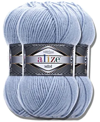 Imagen del producto de Alize 3x 100g Superlana Midi, hilo para tejer y crochet, color sólido (480)