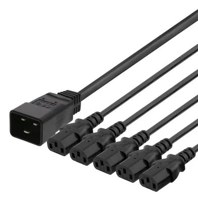 Image de DELTACO Câble d'appareil IEC C20 - 5x IEC C13, 3 m, 16 A / 250 V, répartiteur en Y, s