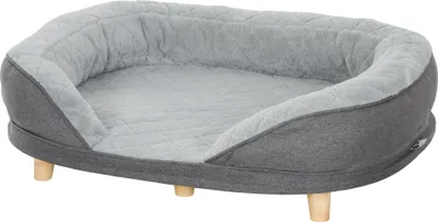 Produktbild von Hundebett für Hunde bis 25 kg, abnehmbarer Bezug, rutschfeste Füße, 90 x 78 x 25 cm, Grau