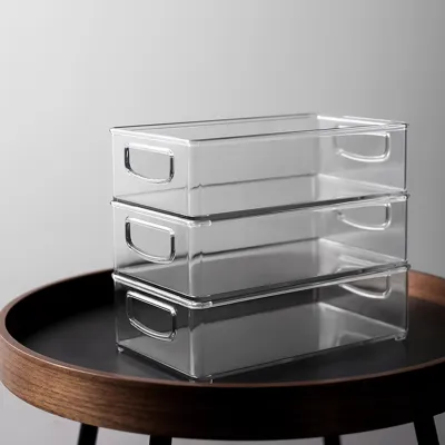Produktbild von Kühlschrank Organizer -Mülleimer Dicker mit hoher Sicht transparenter Speisekammer Kühlschrank Gefrierschrank Lebensmittelaufbewahrungsbehälter mit Griff für Zuhause