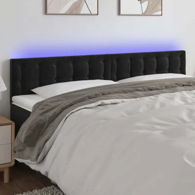 Produktbild von vidaXL LED Kopfteil Schwarz 200x5x78/88 cm Samt - LED Kopfteil - LED Kopfteile - Kopfteil - Bett-Kopfteil