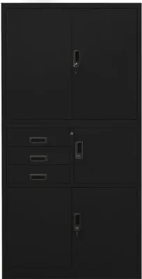 Produktbild von vidaXL Büroschrank Schwarz 90x40x180 cm Stahl