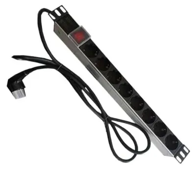 Productafbeelding van 8-voudige stekkerdoos voor 19"-rack. 19"-aluminium schakelaar