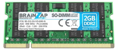 Immagine prodotto di BRAINZAP 2 GB di RAM SO-DIMM SO-DIMM PC2-6400S 2Rx8 800 MHz 1,8 V CL6 Memoria per computer portatili BRAINZAP 2 GB di RAM DDR2