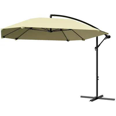 Produktbild von Ampelschirm Alu Ø 260 cm Sonnenschirm, wasserdicht Kurbelschirm mit Ständer, Kurbel, Windsicherung, neigbar Marktschirm kippbar Gartenschirm