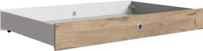 Produktbild von Bettschubkasten >Fehmarn< in Weiß und Viking-oak Nachbildung - 71x17x137cm (BxHxT)
