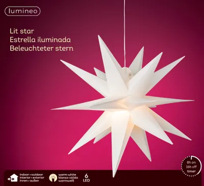 Immagine prodotto di Lumineo LEDLED stella illuminata 40x40 cm, bianco caldo, da appendere
