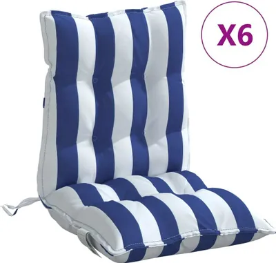 Produktbild von Niedriglehner-Auflagen 6 Stk. Blau Weiß Gestreift Oxford-Gewebe