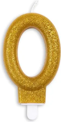 Produktbild von Glitzer Zahlenkerze in Gold 0