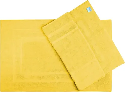 Produktbild von Badematte Badvorleger 2er Pack 50x80cm, 100% Baumwolle, Gelb