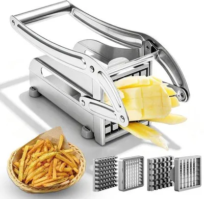 Produktbild von Frietsnijder 36/64 – Edelstahl – rutschfeste Basis – zum Schneiden von selbstgemachten Pommes frites – Luxento
