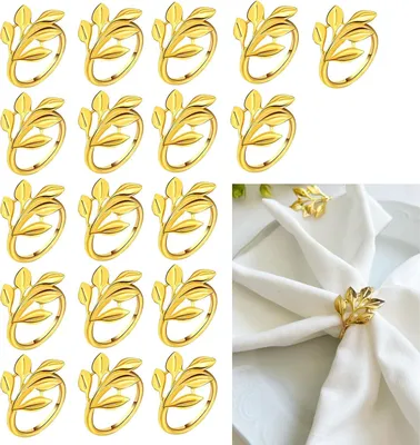 Produktbild von Elegante bladvormige Serviettenringe - dekorativ - Set von 4 - Metall