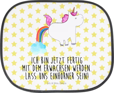 Produktbild von Mr. & Mrs. Panda Sonnenschutz Auto Einhorn Pupsen - Weiß - Geschenk, Glitzer, Unicorn, Sonnenblende, Freundin, Fürs, Regenbogen, Spaß, für Autoscheiben