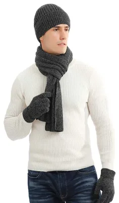 Imagen del producto de Omgoods: Conjunto de gorro, bufanda y guantes para pantalla táctil, ideal para los días fríos