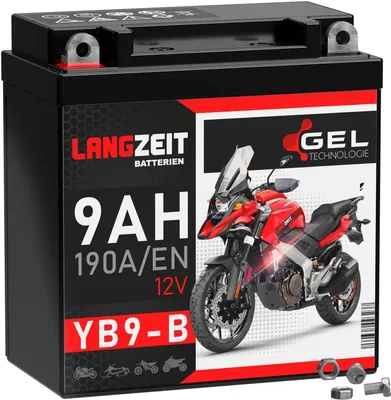 Produktbild von Langzeit Gel Motorradbatterie YB9-B 9Ah 12V