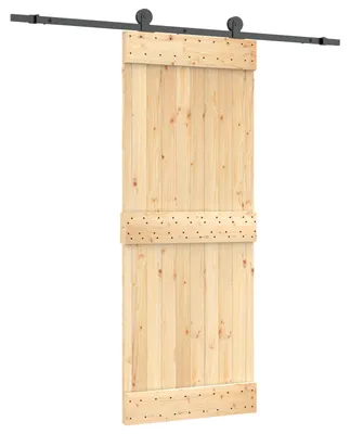 Produktbild von Schiebetür Natürlich und Schwarz 80 x 210 cm Massivkiefer