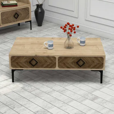 Image de Skye Decor, Samba - Oak, table basse, chêne, panneaux de particules 100 % mélaminés, 105 x 60 x 34,6 cm