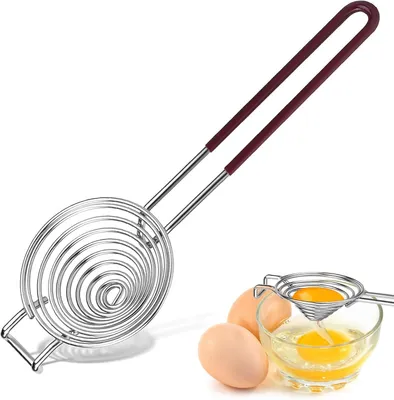 Produktbild von Eierseparator aus Edelstahl, langer Griff, Eiwittrenner, für die Küche