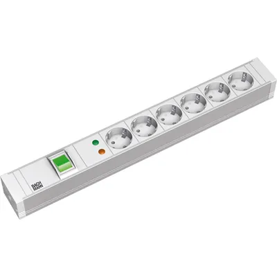 Zdjęcie produktu dla Bachmann 6x Schuko, 2m, 2 m, Typu F, Plastik, Szary, Plastik, 6 x gniazdo sieciowe