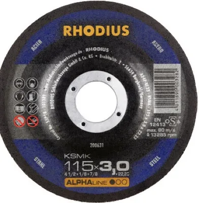 Produktbild von Rhodius Freihandtrennscheibe KSMK Stahl Ø 115 mm Bohrung 22,23 mm 10 Stück