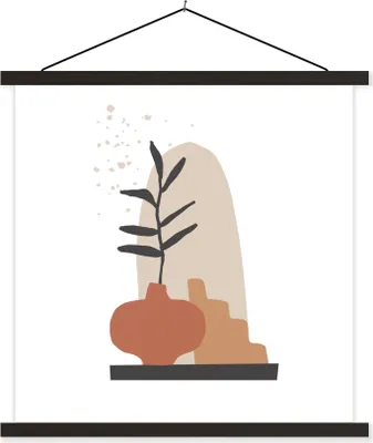 Produktbild von MuchoWow® Textilposter Sommer - Pflanze - Weiß 120x120 cm mit schwarzem Rahmen - Aufhängungsset