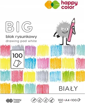 Zdjęcie produktu dla Blok rysunkowy biały A4/100K BIG HAPPY COLOR