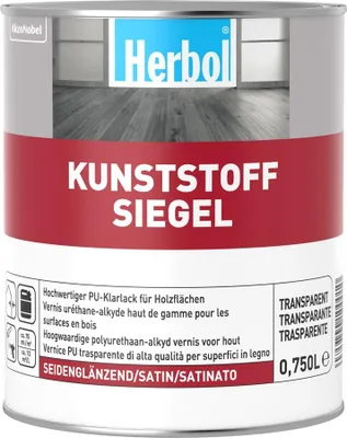 Produktbild von Herbol Kunststoff Siegel, Satiniert-glänzende Oberfläche, Farblos, Lösungsmittelbasiert, 399 g/l, Hoch (25 - 50%), 2 h
