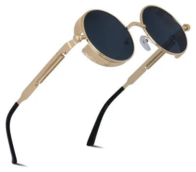 Produktbild von besbomig Sonnenbrille Damen Herren, Retro Rund Steampunk Brille